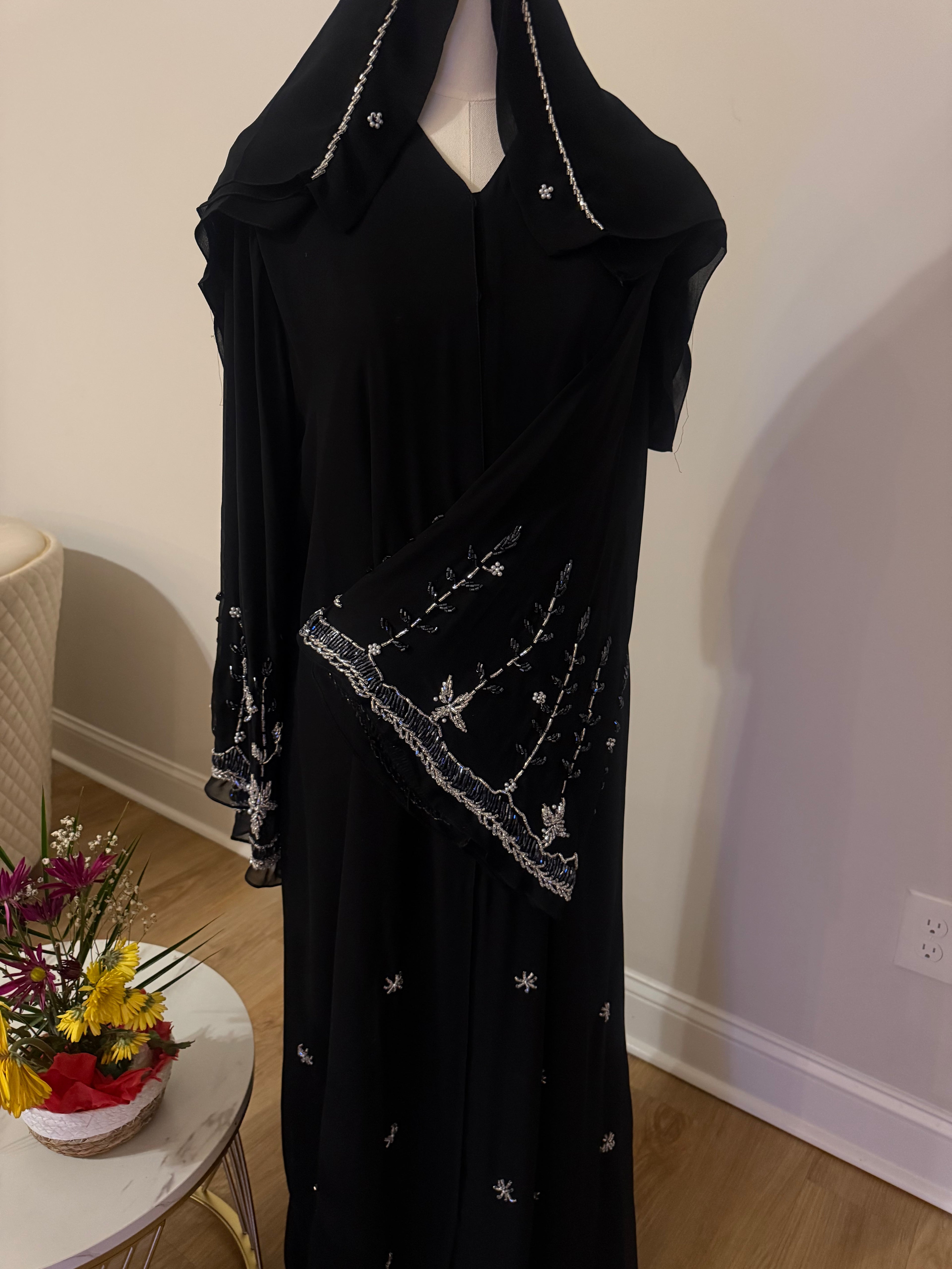 Midnight Noir Beaded Abaya