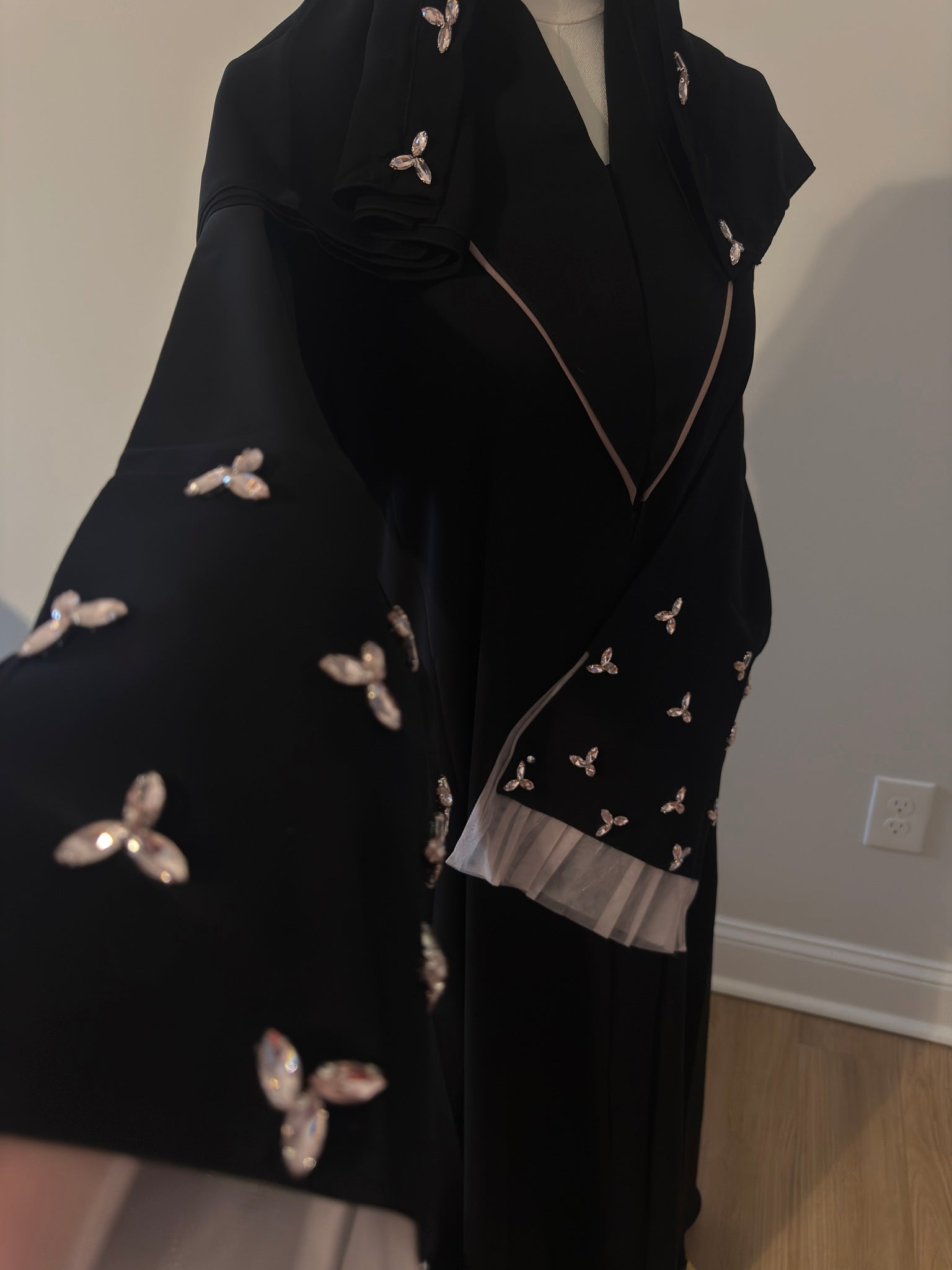Blush Pink Crystal Elegance Abaya