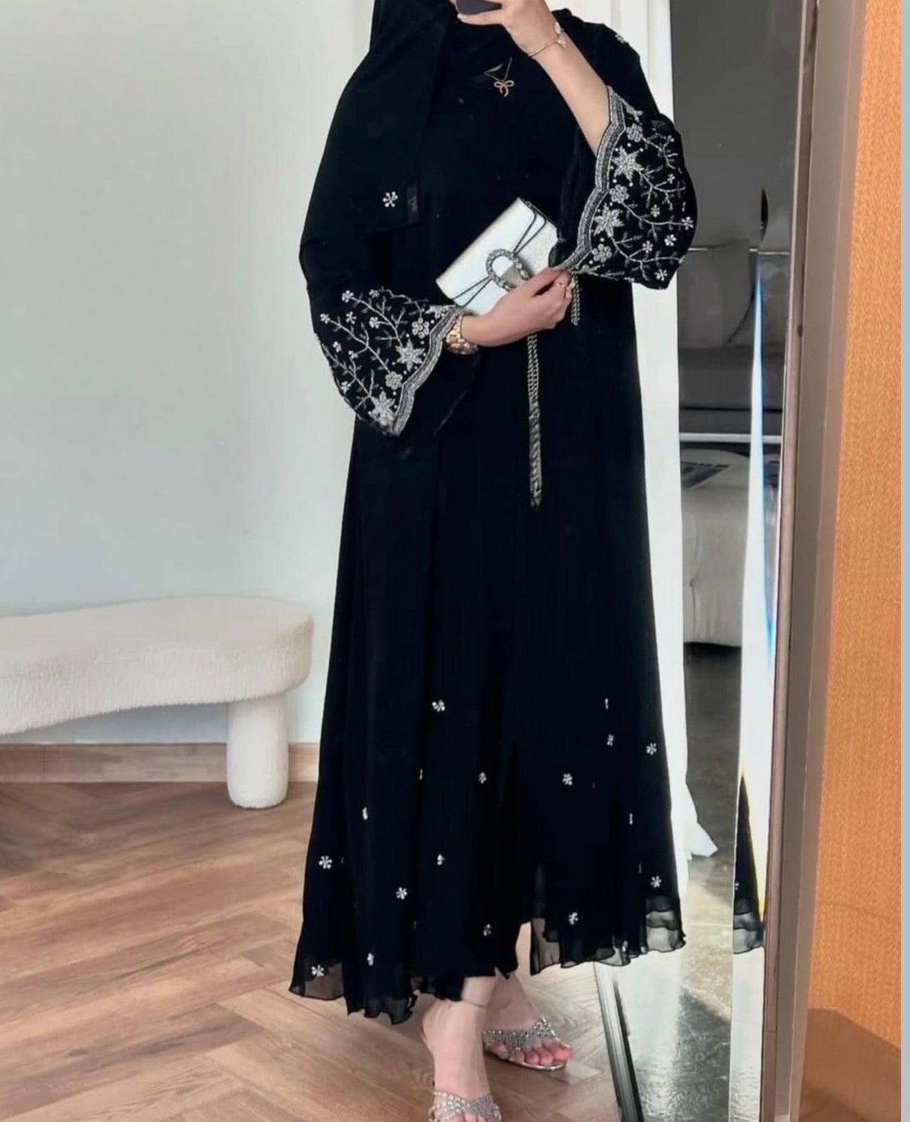 Midnight Noir Beaded Abaya