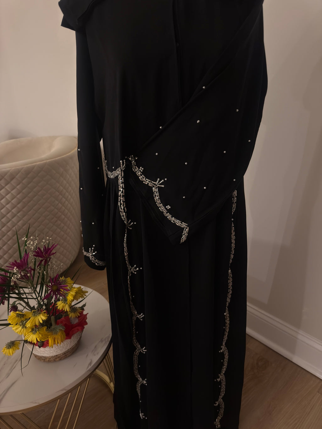 Midnight Pearl Cascade Abaya
