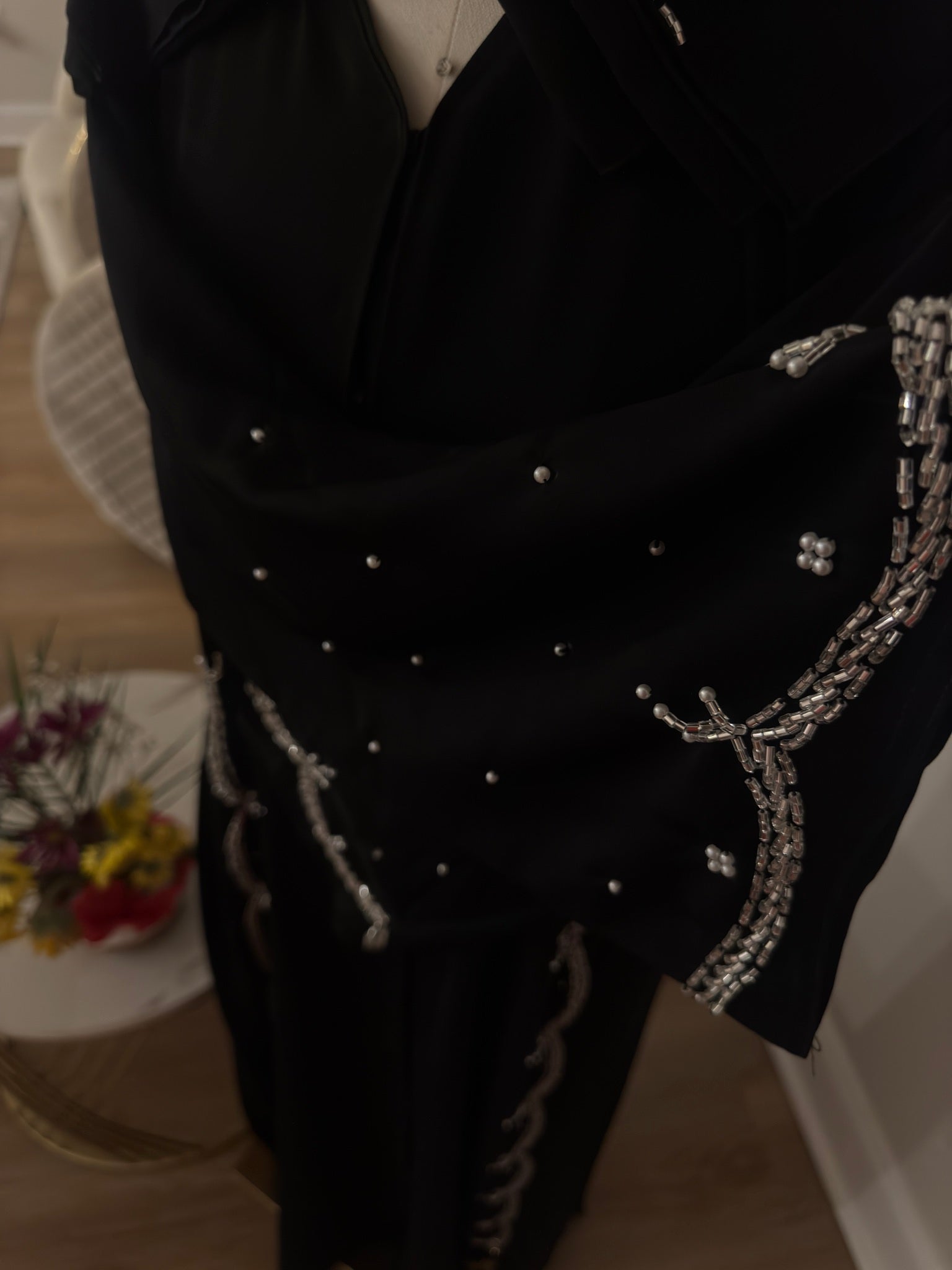 Midnight Pearl Cascade Abaya