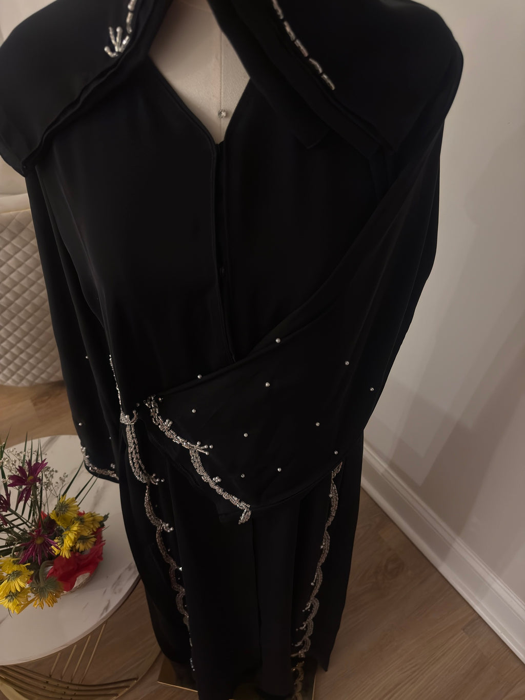 Midnight Pearl Cascade Abaya