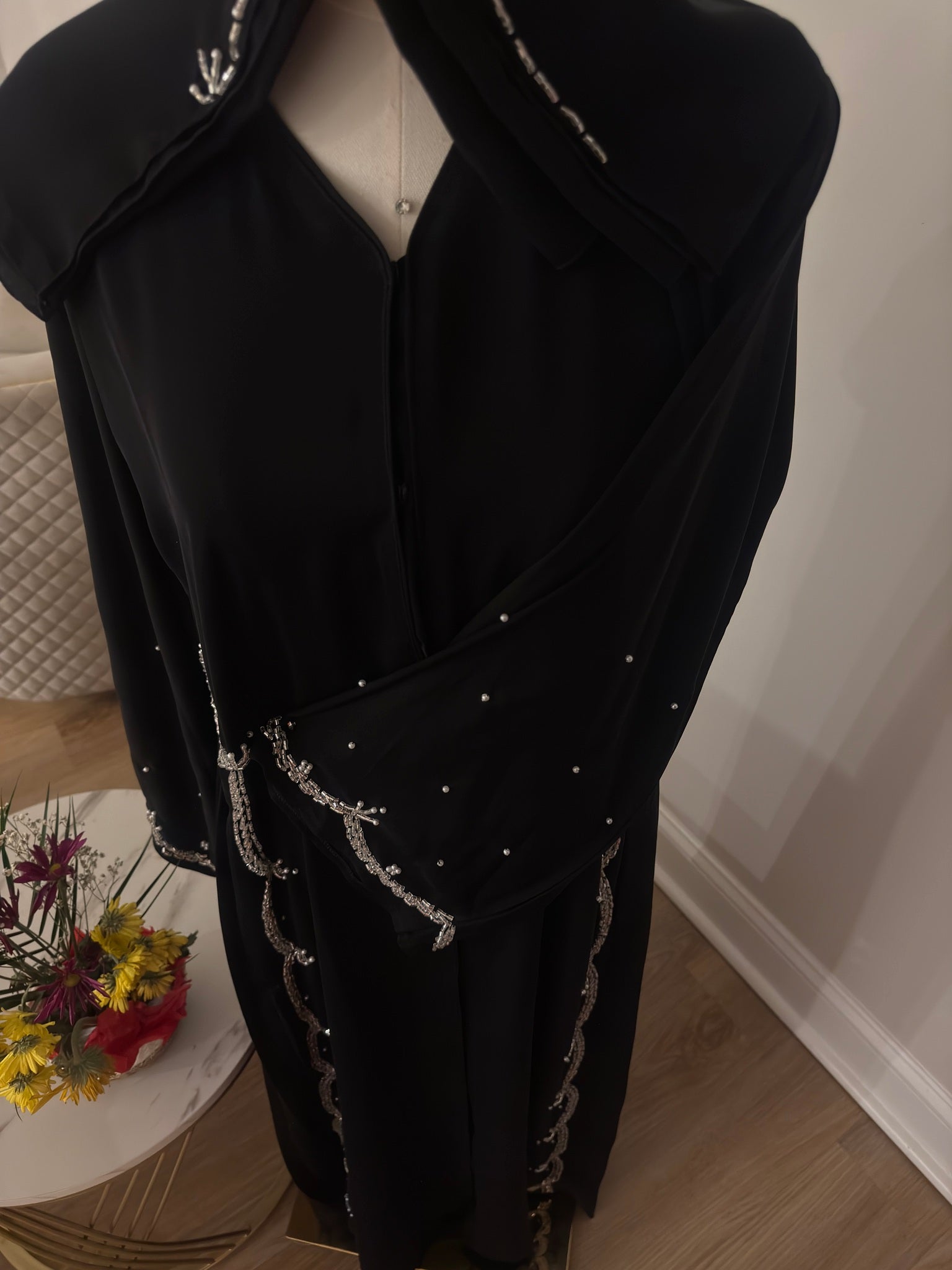 Midnight Pearl Cascade Abaya