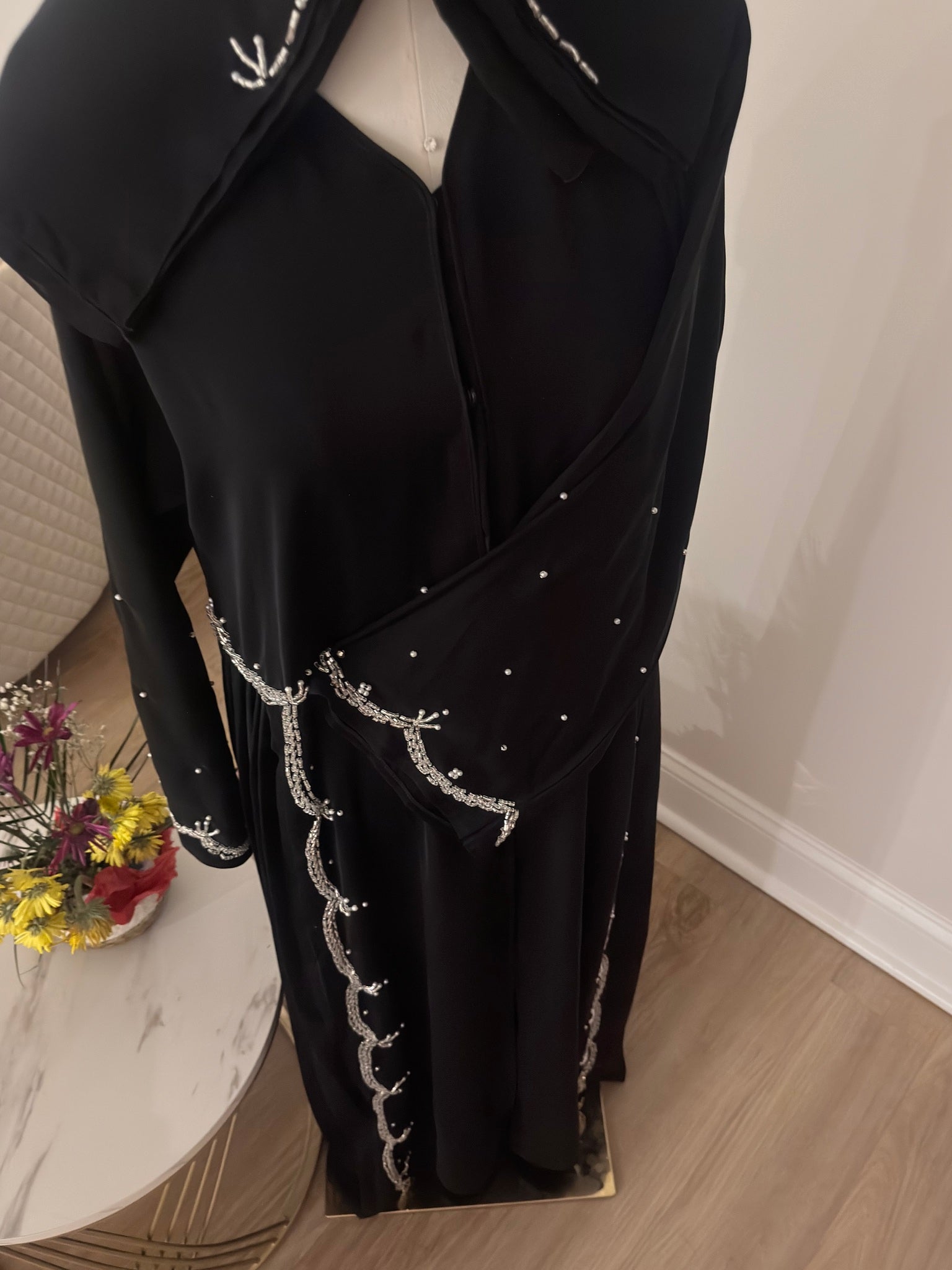 Midnight Pearl Cascade Abaya