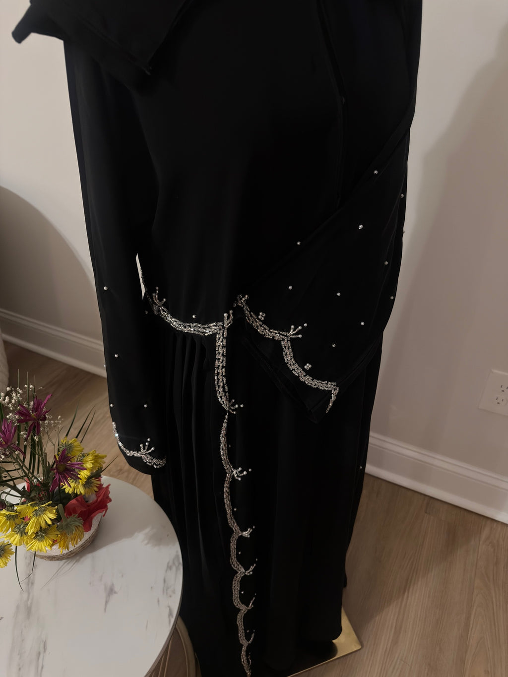 Midnight Pearl Cascade Abaya