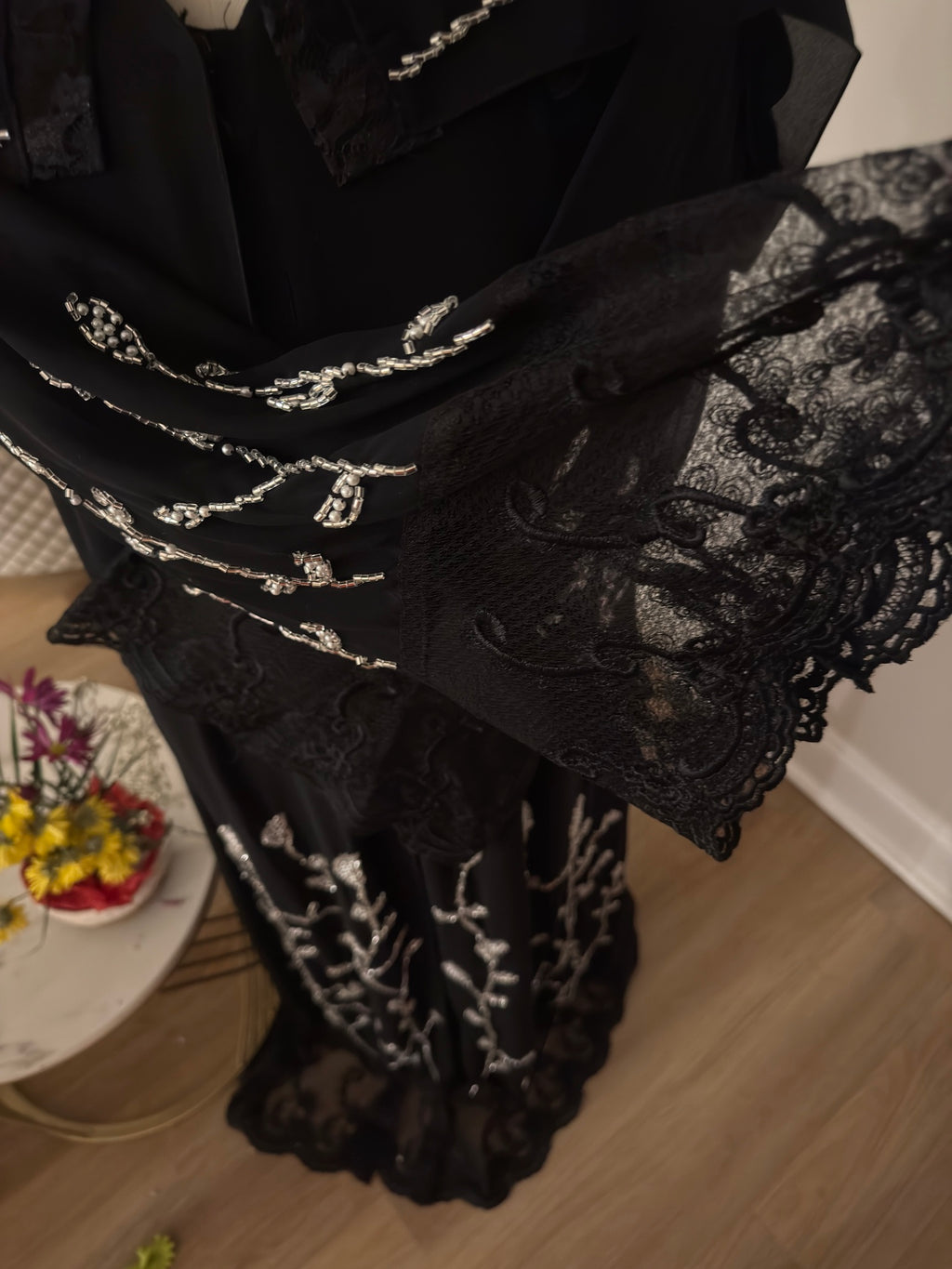 Midnight Lace Veil Abaya