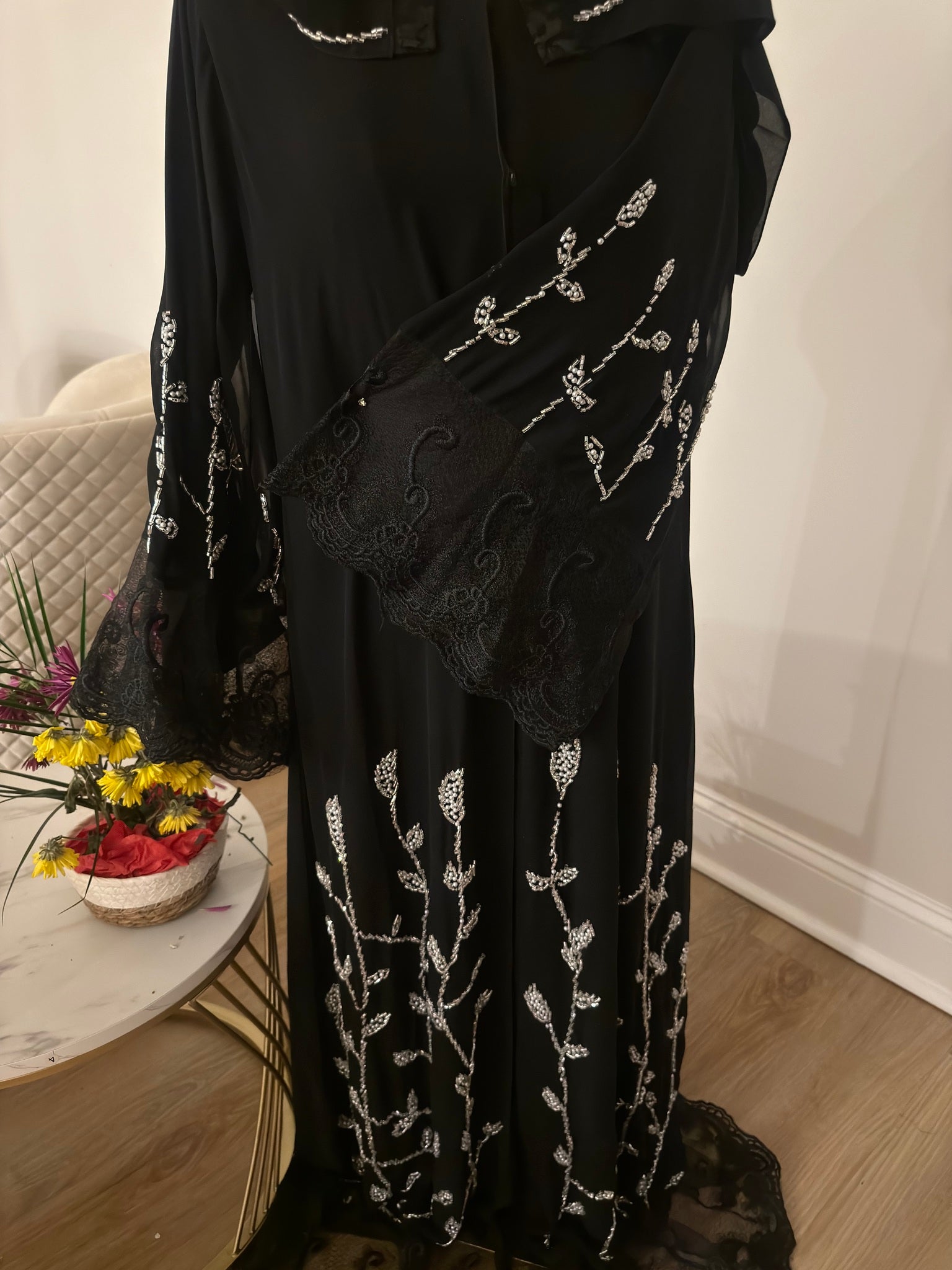 Midnight Lace Veil Abaya