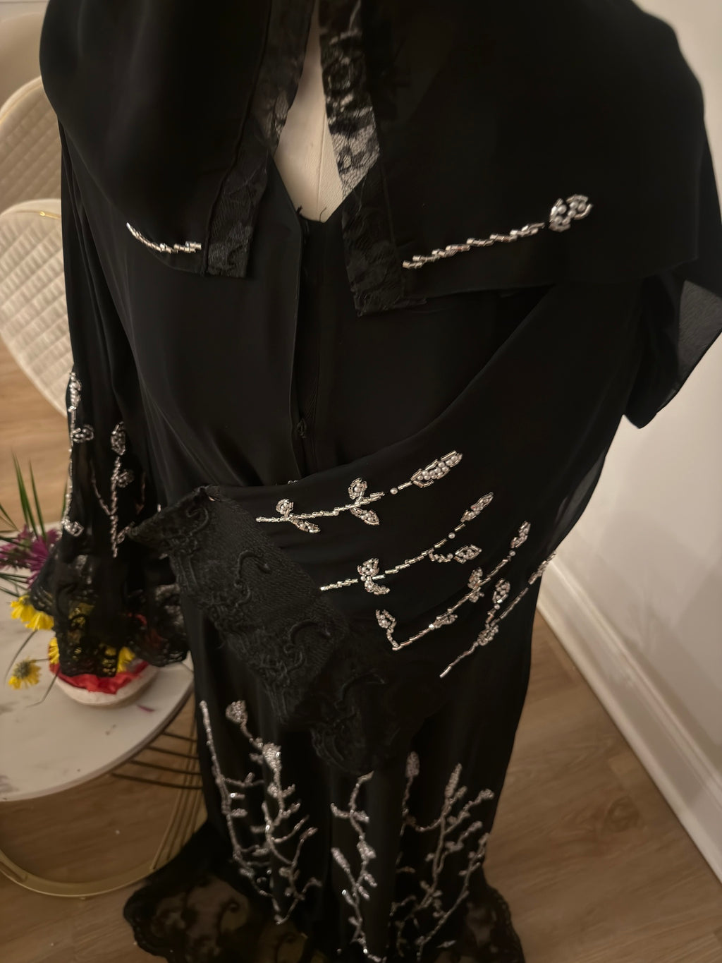 Midnight Lace Veil Abaya