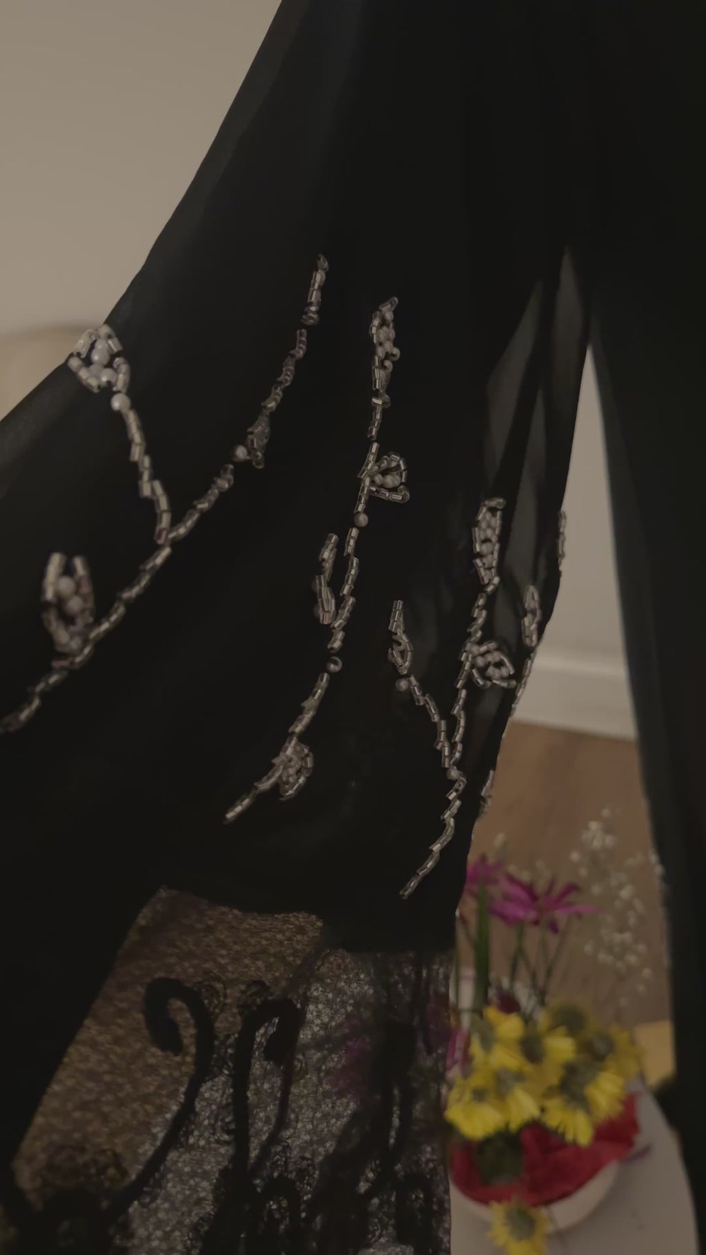 Midnight Lace Veil Abaya
